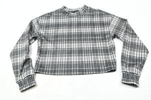 Alice + Olivia Leslie Plaid Cropped Sweatshirt Womens Small Black Stretch Smock